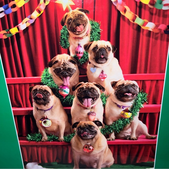 Merry Pug-Mas Christmas Holiday 300 Oversized Piece Jigsaw Puzzle Pug Dogs Ceaco - Picture 7 of 16